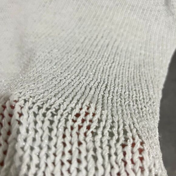 J Jill Open Knit Sweater Light Mint Green Shimmer Cotton Blend Round Neck Sz Med - Picture 6 of 8